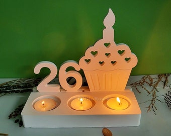 Silicone numbers mold-Birthday Cake insert for tealight holder-Round candle holder mold-Plaster/Concrete Mold for Birthday decorations