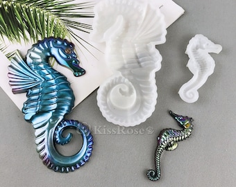 Stampo per cavalluccio marino in silicone, stampo in resina per cavalluccio marino, resina epossidica, decorazione da parete, 3 stili, stampi per cavalluccio marino da appendere alla parete, stampo in resina, decorazione per la casa