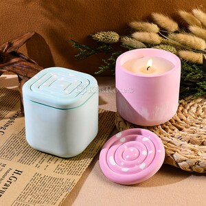 Bougie ronde en silicone, moule en béton, moule carré, pot de rangement, moule en résine, récipient pour bougies, moule en plâtre, moule de pot en résine