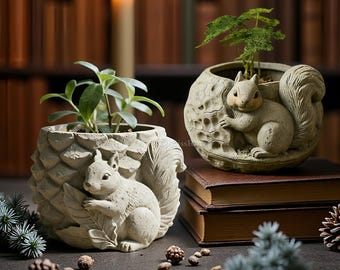リスの植木鉢シリコン型 - リスの小物入れ樹脂型 - 多肉植物プランター 