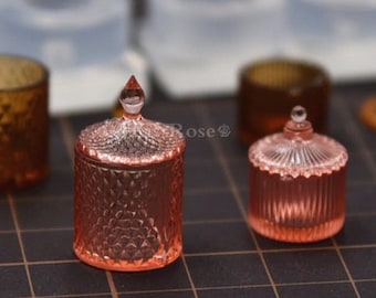 Miniature Dollhouse Mold-Round Jar Silicone Mold-Striped Jar Resin Mold-Storage Jar Mold-Candy Jar Mold-UV Resin Mold-Polymer Clay Mold