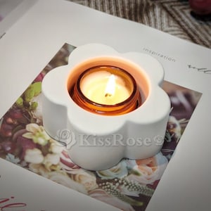 Plum Blossom Candle Holder Silicone Mold-Flower Plaster Candlestick Mold-Tealight Holder Mold-Home Decoration Resin Molds-Storage Jar Mold
