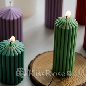 Vertical Stripes Candle Mold-Silicone candle mold-Scented candle mold-Pillar candle mold-Cylinder candle mould-Pointed Candle mold