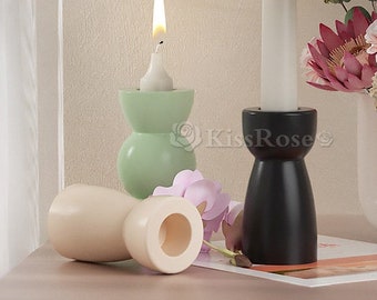 Molde creativo para portavelas de esfera hemisférica, molde de silicona para fabricación de portavelas de resina, molde de yeso para portavelas de poste largo