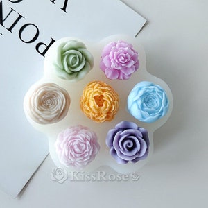 7 vigas flor silicona molde-peonía/clavel/rosa vela molde-flor molde-vela perfumada molde-flor resina moldes-flor difusión piedra molde