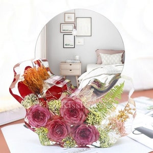 Desktop cosmetic mirror resin molds Irregular Geometry Makeup Mirror Silicone Mold Creative Epoxy Resin Mirror Mold DIY Flower Specimen Mold