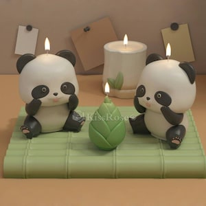 Cute Panda Silicone Mold-Panda Candle Mold-Bamboo Shoot Candle Mold-Aroma Diffuser Stone Mold-Plaster/Concrete Panda Mold-Panda Resin Mold