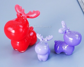 3 dimensioni alce stampo in silicone-3D Natale alce resina stampo-resina epossidica carino cervo stampo-resina portachiavi ciondolo stampo-resina epossidica alce stampo-resina arte