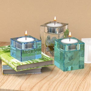 Square Candle Holder Mold-Cube Candle Holder Silicone Mold-Cement/Concrete/Plaster/Epoxy Resin Candle Holder Mold-Cuboid Candlestick mold