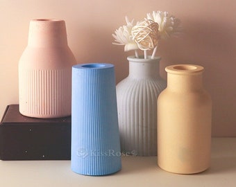 Vertical Stripe Silicone Vase Mold-Vase Silicone Plaster Mold-Silicone Mold for Epoxy Resin Vase Making-Concrete Cement Vase Mold