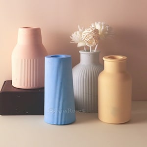 Vertical Stripe Silicone Vase Mold-Vase Silicone Plaster Mold-Silicone Mold for Epoxy Resin Vase Making-Concrete Cement Vase Mold