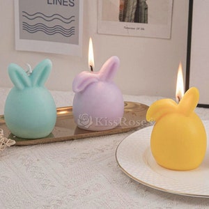Rabbit ear candle mold-Rabbit egg silicone mold-Rabbit plaster mold-Cute rabbit chocolate/ice cube/candy/soap mold-Rabbit resin molds