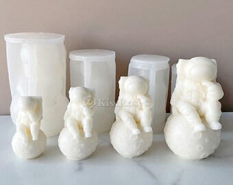 Molde de vela de astronauta creativo-molde de yeso de astronauta de silicona-chocolate de astronauta/cubito de hielo/fondant/dulce/molde de jabón-moldes de resina de astronauta