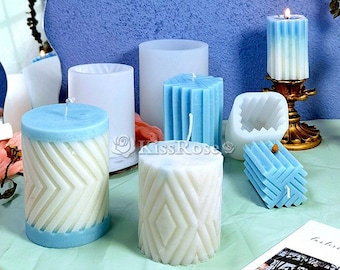 Cylinder candle silicone mold-Cuboid candle mold-Striped candle mold-Pillar candle mold-Scented candle mold-Home candle mould