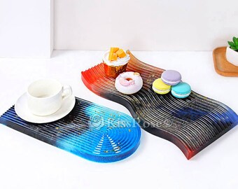 Silicone Wave tray mold-Silicone tray mold-Epoxy resin tray mold-Cement tray mold-Home table tray silicone mold-Resin tray mold