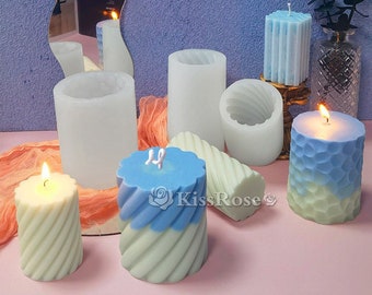 Spiral Cylinder Candle Mold-Threaded Candle Silicone Mold-Pillar candle mold-Scented candle mold-Candle mould-Beeswax candle mold