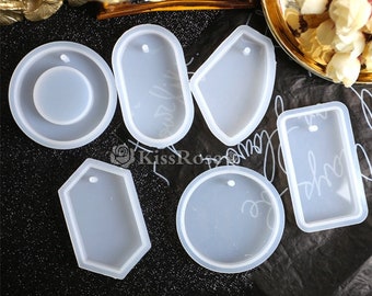 Geometry Pendant Resin Molds-Irregular Silicone Pendant Mold-Round Rectangle Oval Pendant Mould-Epoxy Resin Keychain Mold-DIY Ornament mold