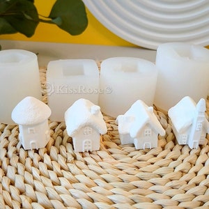 Nordic style small house silicone mold-Mini snow roof house mold-Simple house candle mold-House plaster mold-Resin art-Miniature landscape