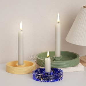 Creative Circular Stripes Candle Holder Mold-Silicone mold for resin candle holder making-Long pole candle holder plaster mold