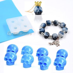 Skull beads mold-Skull bead silicone mold-Skull beads resin molds-skull bracelet mold-jewelry beads mold for resin bracelet making