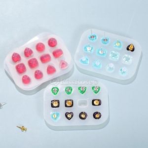 Faceted gemstone resin mold-Silicone gem mold-Epoxy resin gemstone mold for earring making-Earring stud gemstone mold-Resin Craft Art Molds