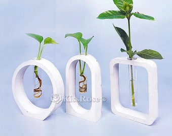 Molde de jarrón de silicona de tubo de ensayo creativo-Molde de resina de jarrón de arco rectangular-Molde de maceta de yeso de cemento de hormigón-Molde de jarrón de resina epoxi DIY