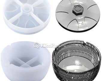 Molde de silicona para cenicero de neumáticos, molde para cenicero de yeso y cemento, moldes de resina para caja de almacenamiento de neumáticos, molde para cenicero de resina epoxi DIY, molde para maceta de flores