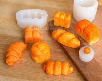 8 estilos molde de silicona de pan en miniatura-Mini croissant/pan tostado moldes de resina para casa de muñecas-molde modelo de juguete de comida-molde de silicona de pan pequeño