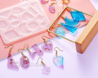 4 styles earring resin mold-Silicone earring pendant mold-Epoxy resin earring mold-Jewelry silicone mold-Resin jewelry mold