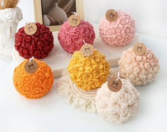 Flower Sphere Candle Mold-Lily Flower Daisy Cherry Blossom Sphere Mold-Flower Candle Mold-Silicone Candle Mold-Scented Candle Mold