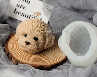 Cute Teddy Dog Candle Mold-Silicone Candle Mold-Scented Candle Mold-Teddy Dog Silicone Mold-Concrete Cement Plaster Teddy Dog Mould
