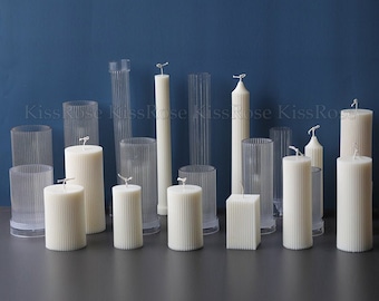 Klasyczna forma na świecę cylindryczną - świeca z pionowym paskiem na czubku - forma akrylowa - forma plastikowa do wyrobu świec - forma na świecę aromaterapeutyczną DIY