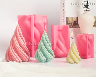 Spiral Cone Candle Mold-Screw thread Candle Silicone Mold-Pillar candle mold-Scented candle mold-Cylinder Candle mould-Beeswax candle mold
