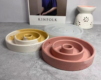 Runde Kerzenhalter Betonform-Silikon Kerzenhalter Form-Zement Gips Basis Form für Kerze-Epoxidharz Tablett Formen