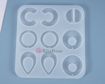 Earring pendant silicone mold for resin craft-Round Pendant resin mold with hole-DIY eardrop silicon mold-Jewerly mold for earring making