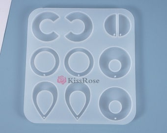 Earring pendant silicone mold for resin craft-Round Pendant resin mold with hole-DIY eardrop silicon mold-Jewerly mold for earring making