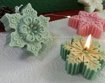 Creative Snowflake Silicone Candle Mold-Pillar Candle Silicone Mold-Scented Candle Mold-Cylinder Candle Mold-Christmas candle mold