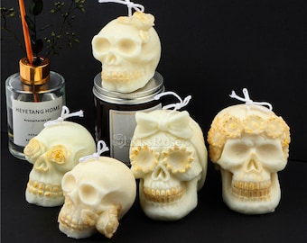 Flower Skull candle mold-Candle silicone mold-Silicone skull mold-Scented candle mold-5 styles Creative skull resin molds-Home Decoration