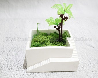 Square Flower Pot mold for succulent plants-Square Concrete flowerpot Silicone Mold-Cement Stairs landscape Mold-Plaster plants holder Molds