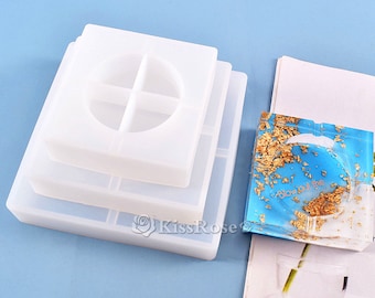 Molde de cenicero cuadrado-Molde de cenicero de silicona-Moldes de resina de cenicero-Molde de contenedor de ceniza de tabaco-Molde de silicona para cenicero de resina DIY