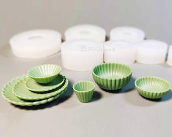 7 Style Miniature Silicone Dish Mold-Mini Bowl/Cup Resin Molds for Dollhouse-Tableware Plate Mold-Tiny Food Plate Mold-Epoxy Resin Art Mold
