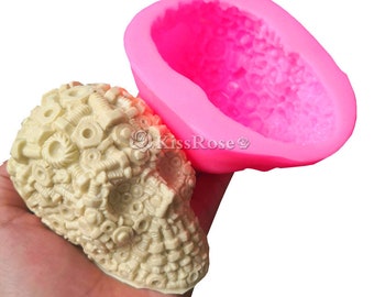Screw skull silicone mold-3 styles Skull candle mold-Skull resin mold-Candle silicone mold-Scented candle mold-Creative Skull Cake Mold
