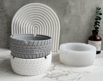 Creative tire ashtray mold-Concrete Cement Plaster Flowerpot Silicone Mold-DIY Epoxy Resin Ashtray Mould-Tire box mold-Tire Flowerpot mold
