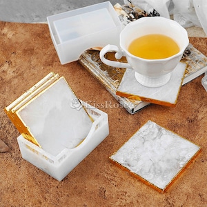 Square coaster resin mold-silicone coaster mold-Epoxy resin coaster storage box mold-Resin cup mat mold-Tea/coffee cup mat mold