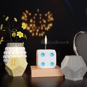 Large Silicone Dice Mold-D20 Dice Candle Mold-Triangle/Pentagonal Candle Dice Mold-Aroma Plaster Dice Mold-Epoxy Resin Dice Lamp Mold