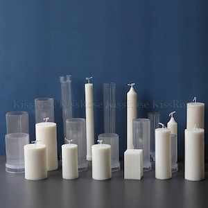 Classical Cylinder Candle mold-Vertical Stripe Tip Candle Acrylic mold-Plastic mold for candle making-Mold for Aromatherapy candle DIY