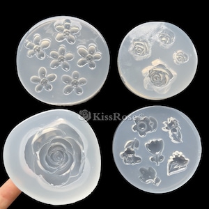 4 styles flower silicone mold-sakura resin mold-rose flower cake decoration mold-flower fondant mold-rose clay mold-flower mold-beads mold