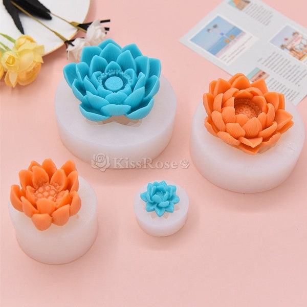 4 Styles Lotus Candle Mold-Flower candle silicone mold-Flower Sphere Candle Mold-Scented candle mold-Lotus Resin Molds-Lotus Plaster Mold