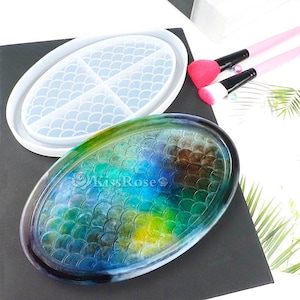 Fish scale surface silicone tray mold-2 styles Resin tray mold-Fruit tray mold-Jewelry tray mold-Plate resin molds-Silicone dish mold