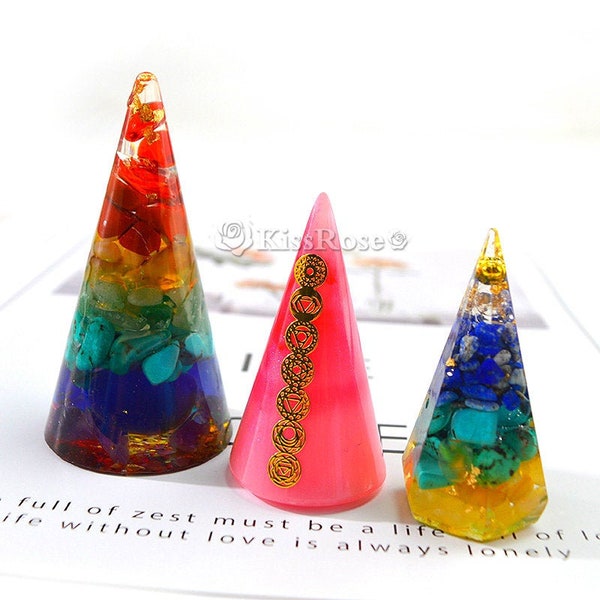 Cone ring holder mold-Silicone cone mold-Faceted cone resin molds-Cone pendant mold-Orgonite pendant mold-Cone mold set